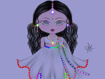 dip10 adobe photoshop chibi digitalart digitalartwork festival girl holi illustration indiana