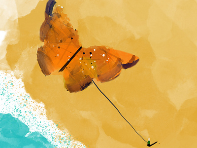 Aquifarfalla butterfly digitalpainting illustration kid kite photoshop sea wacom worldofillustration
