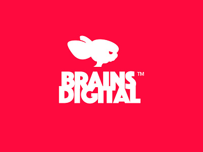 Brains Digital agency animal b brain brains character custom digital logo mouse simple typography