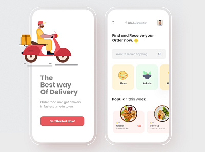 Food Delivery - Mobile App Design afghanistan app clean design delivery delivery app delivery service design dribbble flat food delivery happy icon illustraion ios lettering minimal mobile app design smart app user experience userinterface