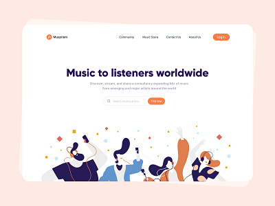 Music Landing Page - Web Design daiylui hero section illustration inspiration landing page ui landing paged desing landingpage landingpage concept minimal art music app music player trends typography ui ui desing ux vector webdesign website concept website design