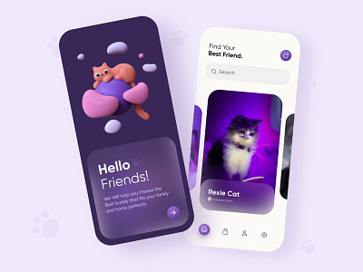 Pet Adoption App - Mobile app adopting animal app interface minimal app minmi mobile mobile app mobile apps mobile ui onboarding pet pet adoption ui design uiux ux ui design