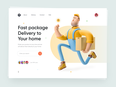 Package Delivery - Web Design 3d design interface landing page minimal ui ui ux design uiux ux web website website design