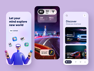 VR Games - Mobile App 3d app ar car race game ios minimal mobile mobile app mr onboarding uiux user experience user interface virtual game virtual realituy vr vr gamese
