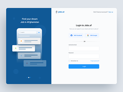 Jobs.af Login/Register Page Redesign - Web Design