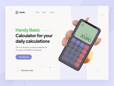 Calculator Landing Hero - Web Design 3d afghanistan app calculator calculator app calculator landing design kabul landing landing page minimal ui ui design ux ux design web web design yasir yasir ahmad noori