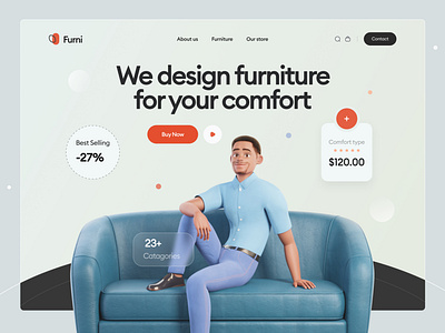 Furniture Website Design - Landing Page design dribbble2022 e commerce landing ecommerce ecommerce shop furnish furniture furniture web landing landing page shop ui uiux ux web web app web design web3 website website design