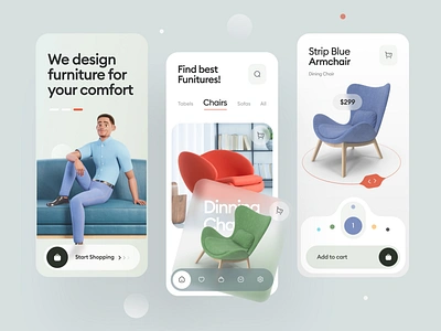 Furniture - Mobile App architecture chair comfort e shop ecommerce furniture homedecor ikea interior design kitchen living room marketplace minimalist design mobile app online store product design sofa table ui design uiux