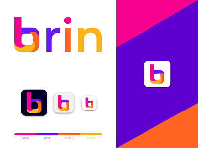 brin logo 2d abstract brand identity branding brin logo business colorful flat geometric gradient illustrator letter mark logo logo desinger logo mark modern symbol tecnology typogaphy vector