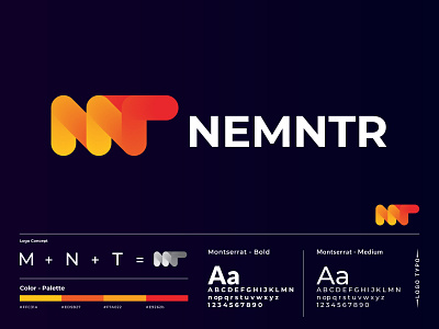 Nemntr logo design - Gradient logo - letter mark abstract branding branding identity business colorful creative drawing gradient illustrator letter logo letter mark letterpress logo logo designer modern ranking symbol technology tecnology web