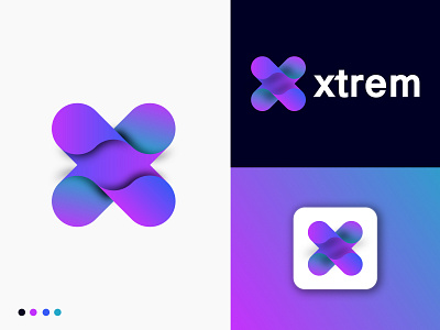 X Letter mark - xtrem logo 3d abstract branding branding identity business logo colorful logo creative gradient letter logo letter mark letter x lettering logo logo mark logotype modern symbol tecnology vector xtrem