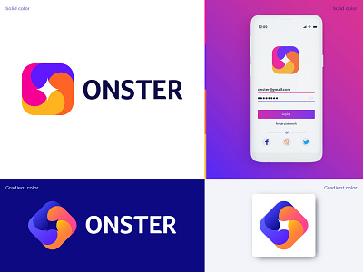 Onster Branding Logo 2d abstract branding branding identity business creative dribble gradient gradients logo logo mark logo marks modern modern logo onster symbol tech tecnology vector web