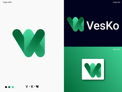 Vesko logo design abstract branding branding identity business business logo gradient graphicdesign letter logo logo mark modern symbol team tech logo