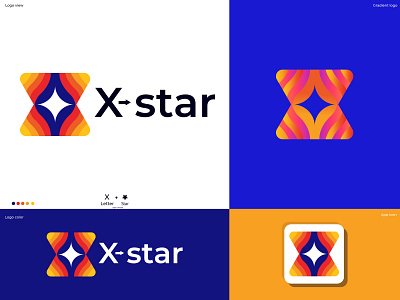 X star Logo abstract branding branding identity business colorful concept gradient logo logo mark logotype modern simple space star logo symbol technology typography vector x letter x star