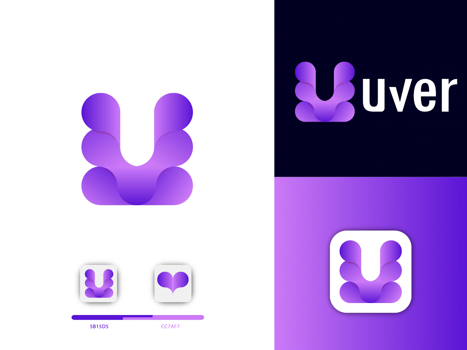 Uver-U Letter mark 3d abstract animation branding branding identity design gradient gradient logo graphic design illustration logo modern motion graphics symbol u letter ui uver