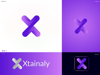 x letter, gradient, monogram logo