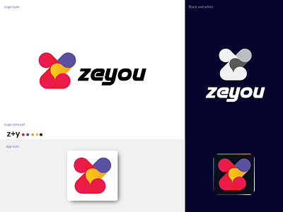 zeyou logo - letter mark abstract branding branding identity business logo creative design gradient letter logo letter mark logo modern simple logo stock market symbol tech y logo z logo zeyou zeyou logo zy letter logo