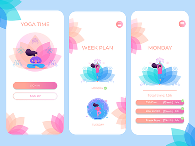 Yoga App app colors design illustration minimal mobile mobile app mobile app design mobile design mobile ui register ui vector yoga