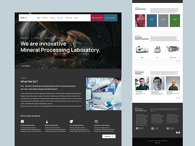 Landing Page For Mineral Processing Laboratory. design figma homepage homepage design landingpage ui ui design ux web website concept