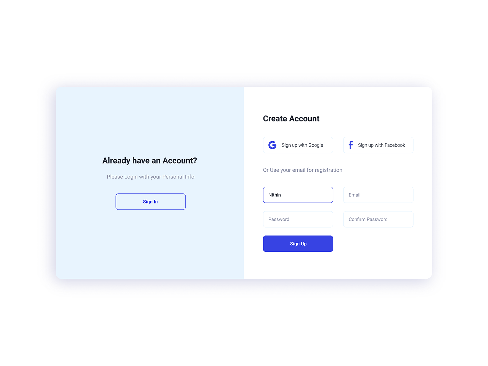 Daily UI 001/100 - Sign Up by Nithin N S on Dribbble