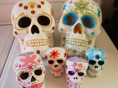 Painted Day of the Dead Skulls day of the dead dia de los muertos halloween skull skulls sugar skull