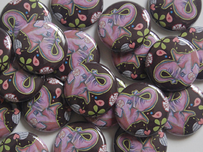 September 2014 Button Club badges button club circus elephant illustration pin-back buttons pins