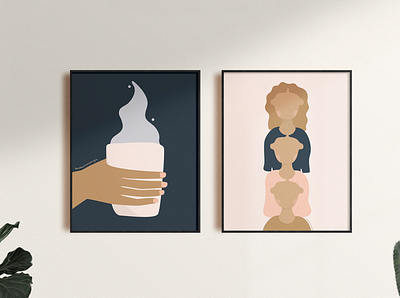 Feminine Totem + Cheers to Coffee cafe coffee design flat framed illustration minimal mockup