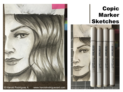 Copic Marker Sketches I black and white character comic comic art copic markers copics girl illustration ilustración ilustrador markers mexico traditional art woman