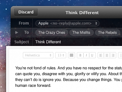 Think Different email os x ui