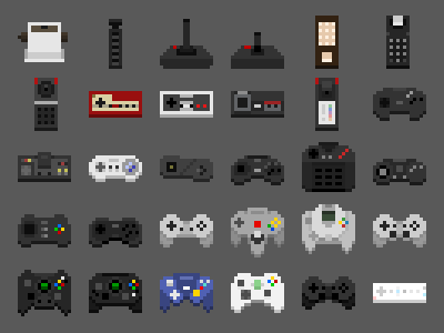 An Abridged History of Game Controllers game icon pixel