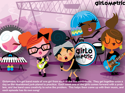 Girlometric: The Girl band band cartoon characters girl illustrator rock