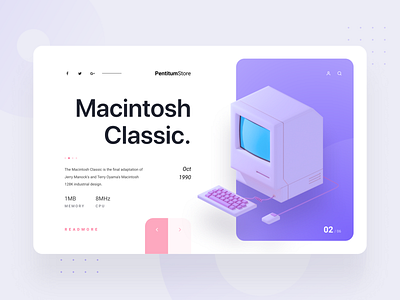 PentitumStore - 3D Header Concept 3d 3d design 3d model computer design flat header illustration keyboard mac minimal model mouse product purple ui ux web website websites