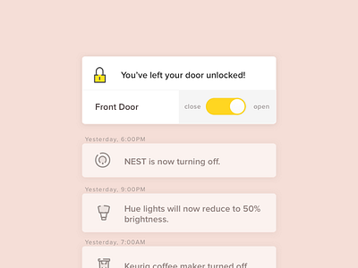 In-app notifications for smart home remote app