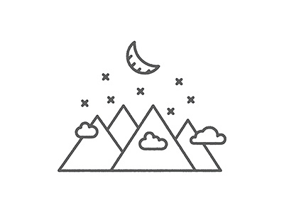 Starlight clouds icon landscape lines minimal moon mountains stars