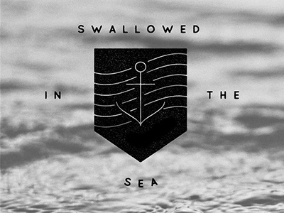 Swallowed in the sea. anchor badge coldplay hand type icon lettering minimal sea song typography water