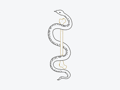 Snake & Bone illustration linework minimal monoline skull star