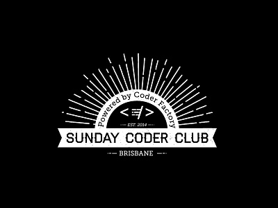 Sunday Coder Club Logo coder club coderfactory identity logo meetup meetup logo retro sun burst sunday coder club