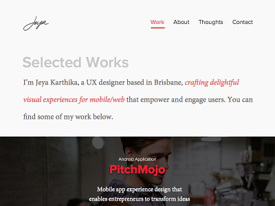 Portfolio Home Page Design design new portfolio ux web web design website work