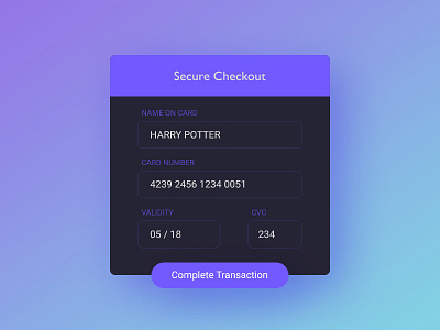 Credit Card Checkout 002 checkout creditcard dailyui form payment ui