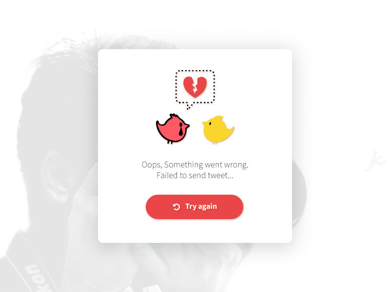 Flash Message - Error try again error card flash message error ui yellow red white black 011 dailyui