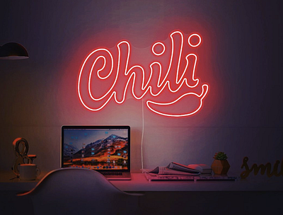 Neon Lights - Chili Logo brushpen chili design handmade lettering light logo neon script typography