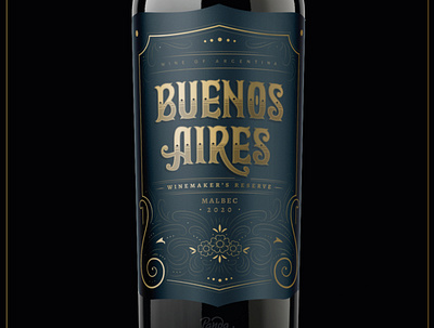 Buenos Aires Winemaker's Reserve design fileteado flourishing handmade illustration label lettering logo ornaments packaging script typography wine