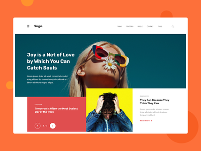 Suga Website - Header art blog clean concept editorial design header landingpage magazine minimal theme