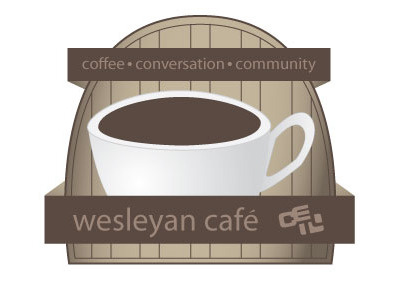 Wesleyan Cafe brown cafe coffee coffee cup logo tan