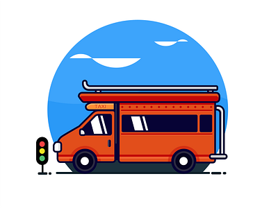 Taxi car flat illustration red