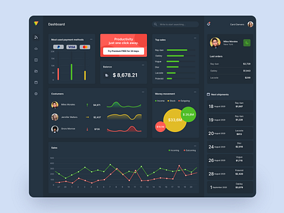 Black dashboard UI