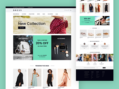 Dress landing page II branding design ecommerce interface shopify sketch ui web design website