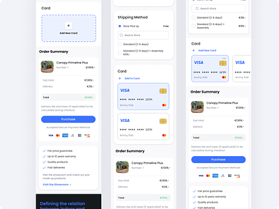 Checkout Mobile Responsive checkout checkout flow clean credit card delivery method e commerce form mobile multi step order details order summary progress bar user interface