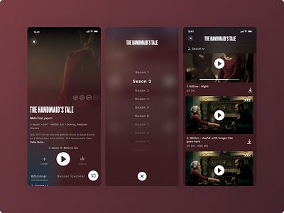 Mobile App Episode Selection app series broadcasting app detail entertainment app handmaid hbo hulu mobile app design movie movie product page movies netflix ott app over the top app page tv series tv show