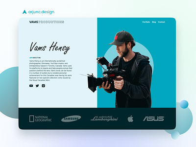 Vams Hensy - Portfolio Website Design Concept cyan film making portfolio ui ux web design website design